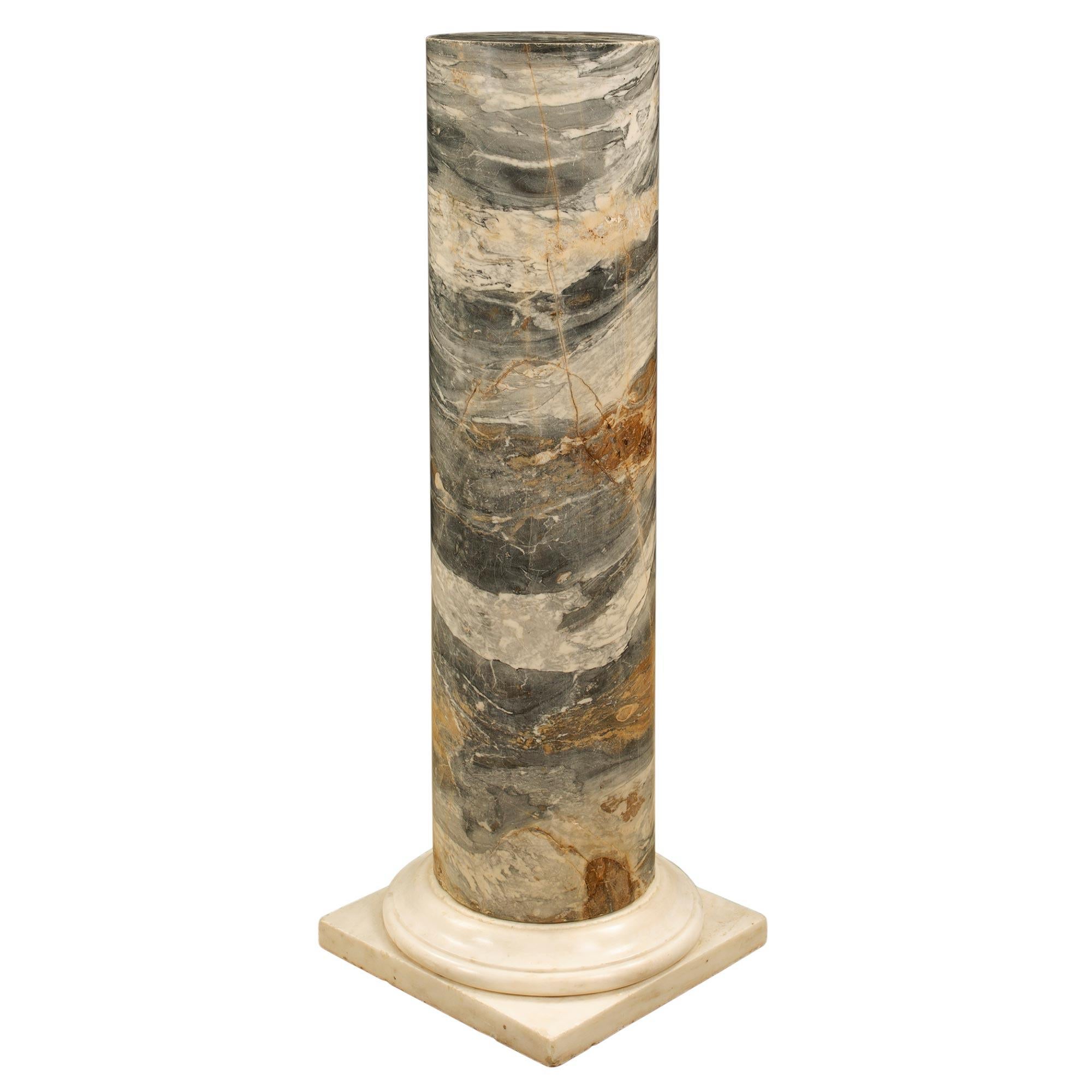 Neoclassical Italian 19th Century Neo-Classical St. Solid Marble Column For Sale