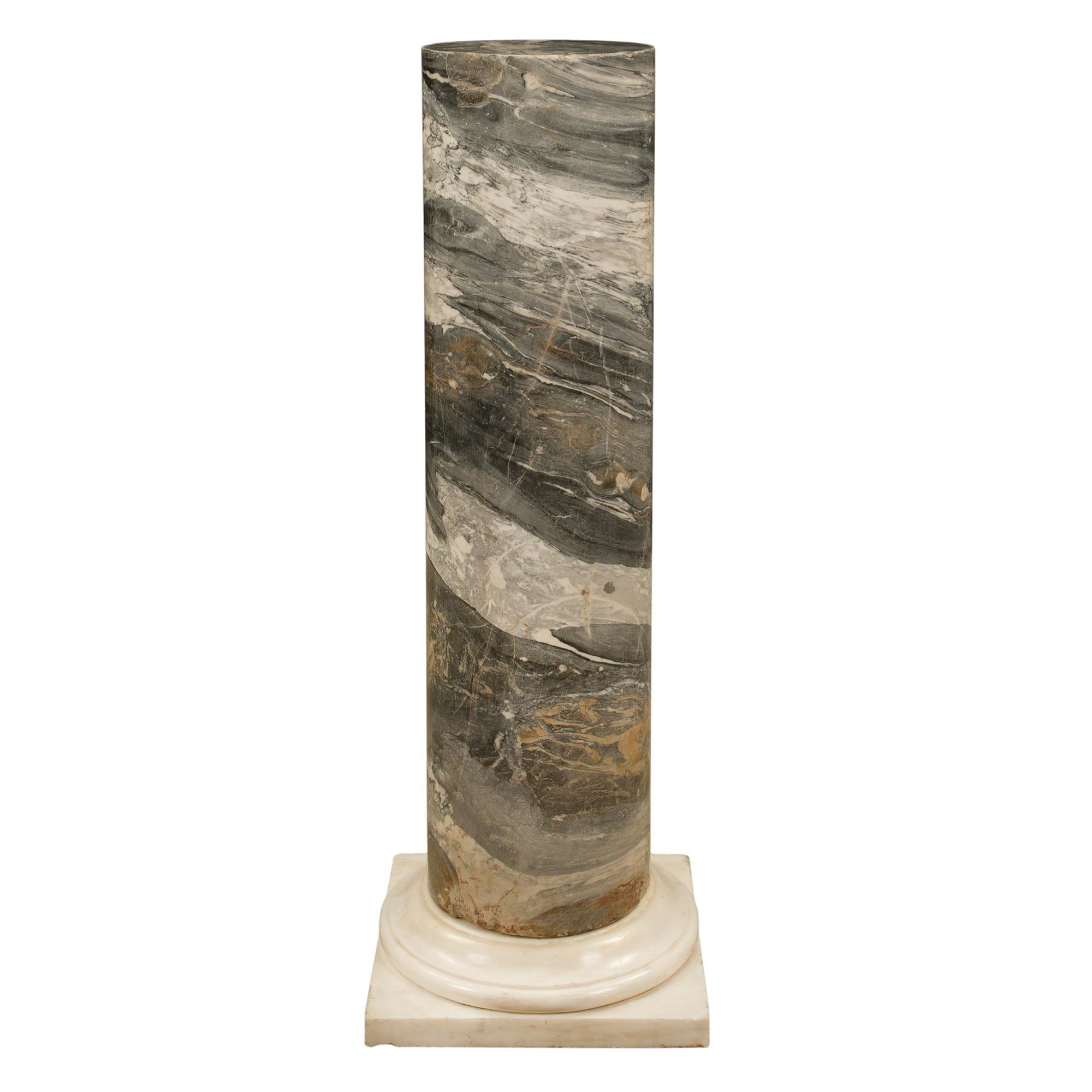 Italian 19th Century Neo-Classical St. Solid Marble Column In Good Condition For Sale In West Palm Beach, FL