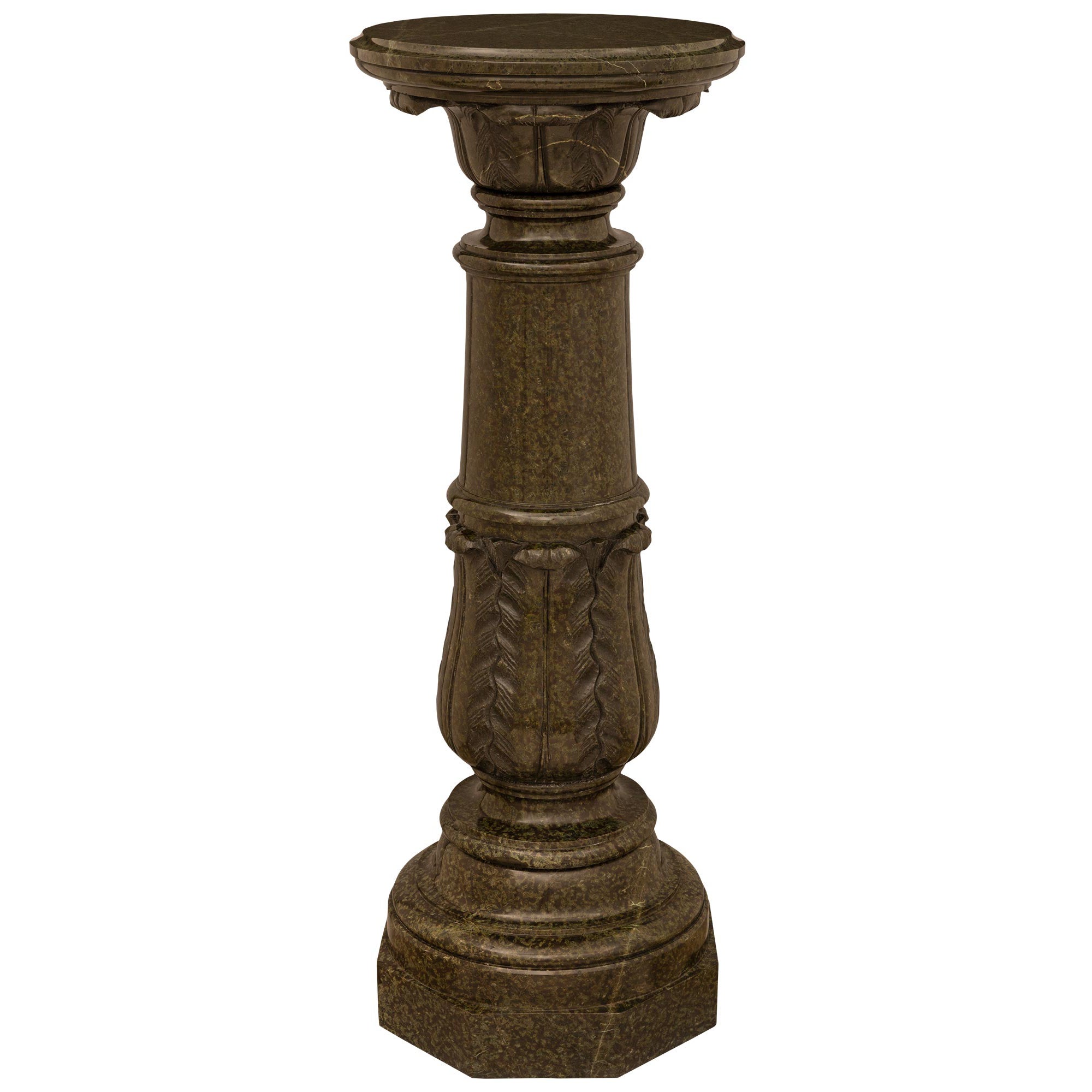Italian 19th Century Neo-Classical St. Verde Ranocchia Marble Pedestal