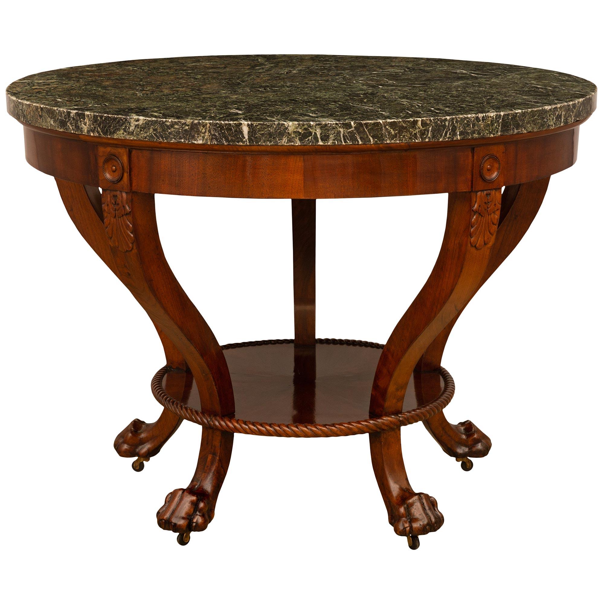 Neoclassical Italian 19th Century Neo-Classical St. Walnut And Marble Center Table For Sale