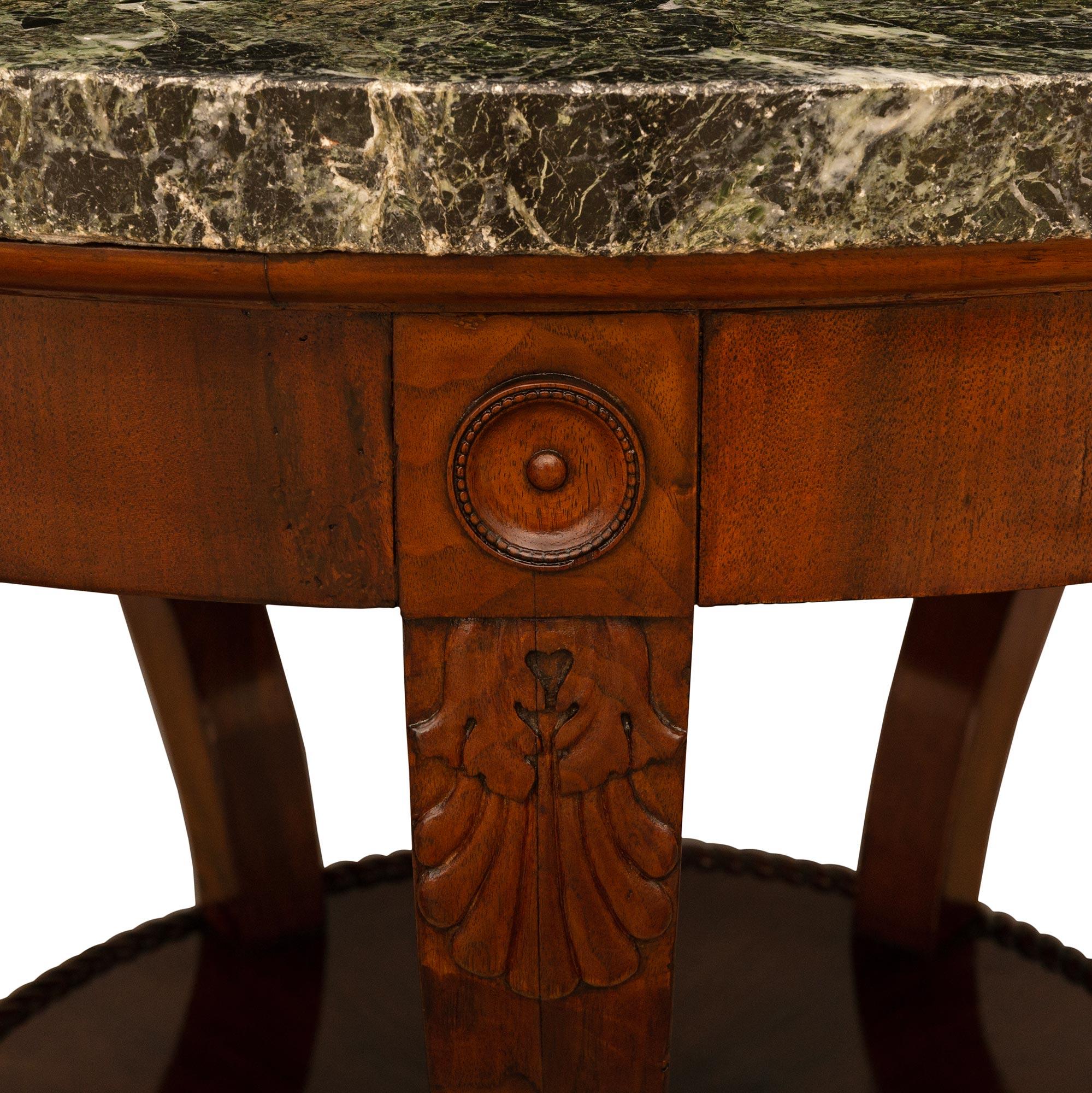 Italian 19th Century Neo-Classical St. Walnut And Marble Center Table In Good Condition For Sale In West Palm Beach, FL