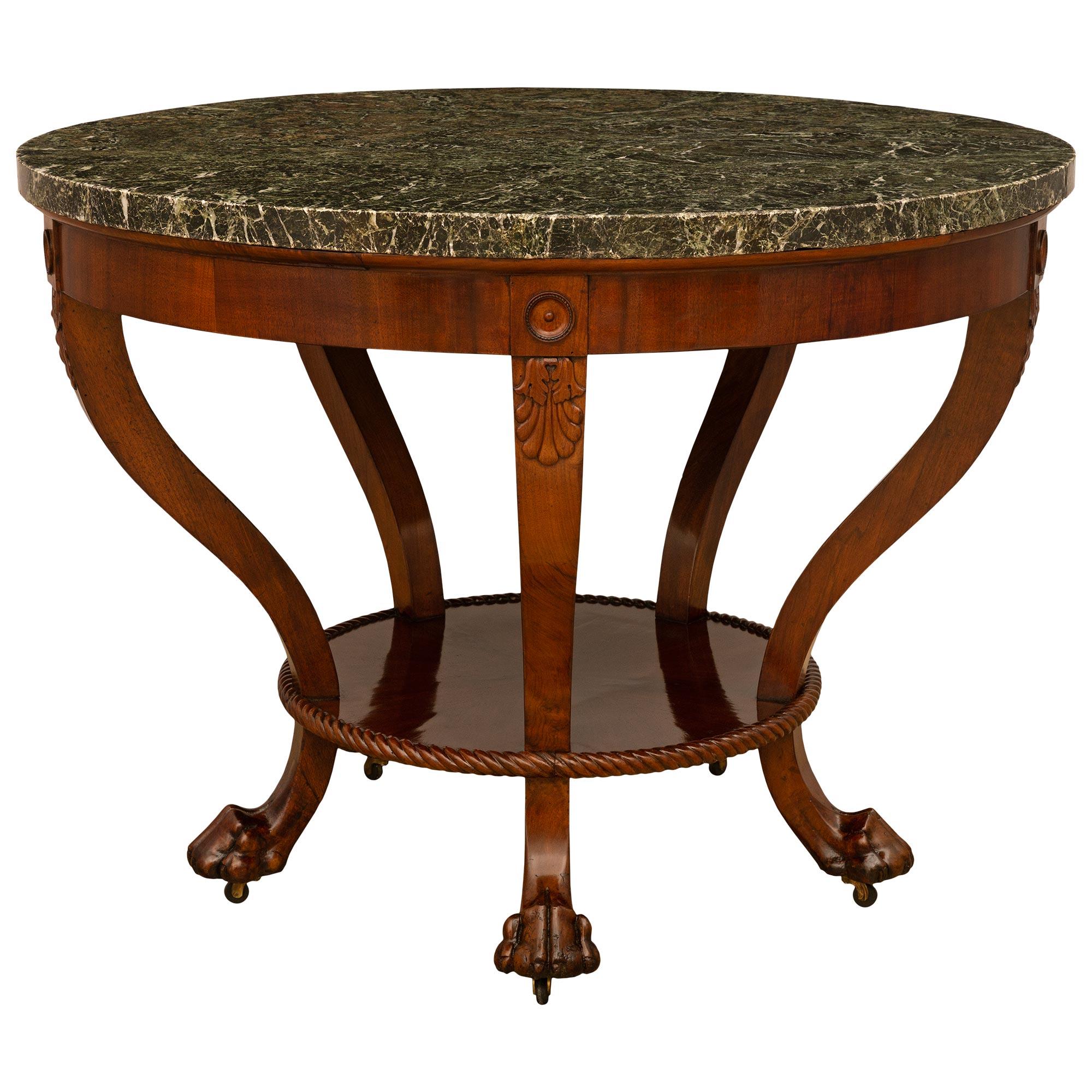 Italian 19th Century Neo-Classical St. Walnut And Marble Center Table For Sale 5