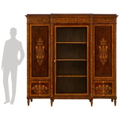 Italian 19th Century Neo-Classical St. Walnut Cabinet Vitrine