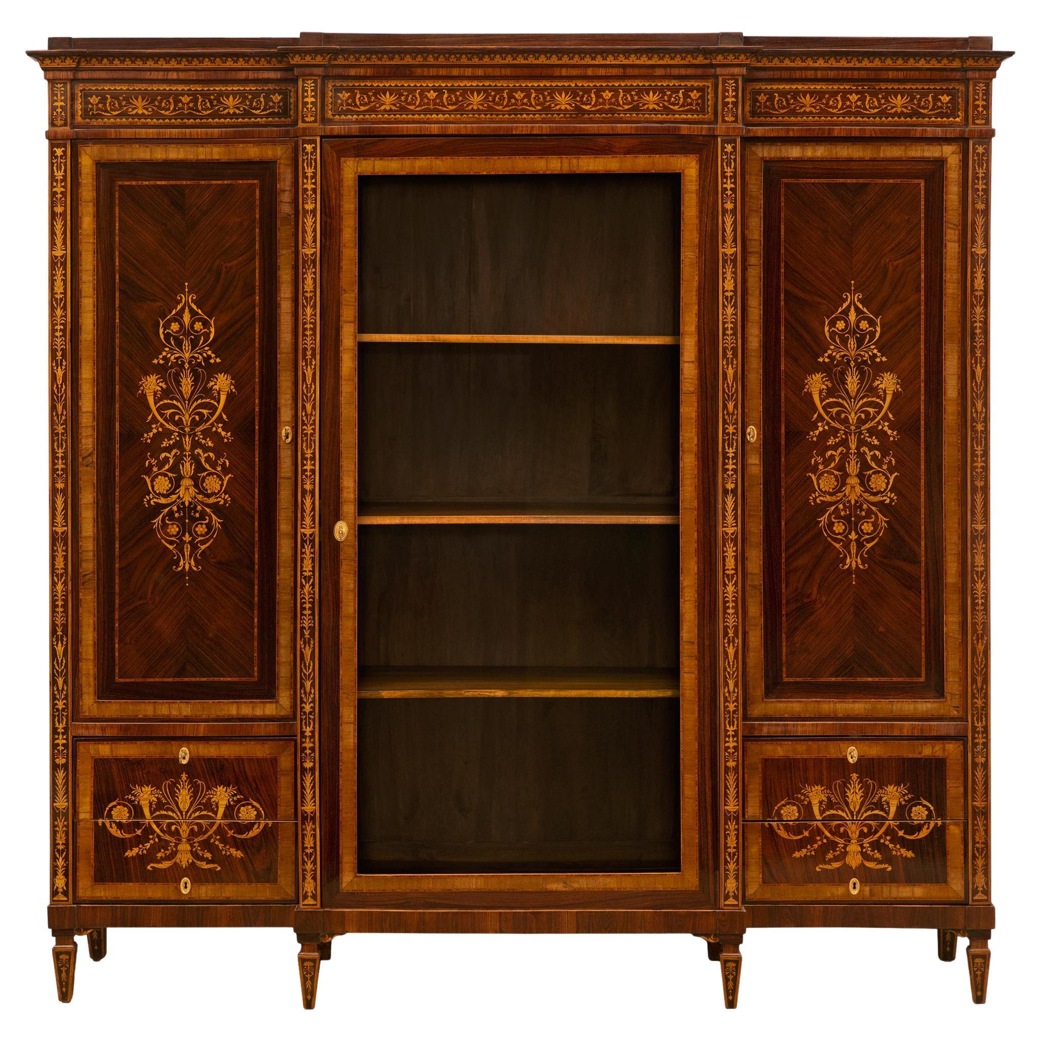 Italian 19th Century Neo-Classical St. Walnut Cabinet Vitrine For Sale