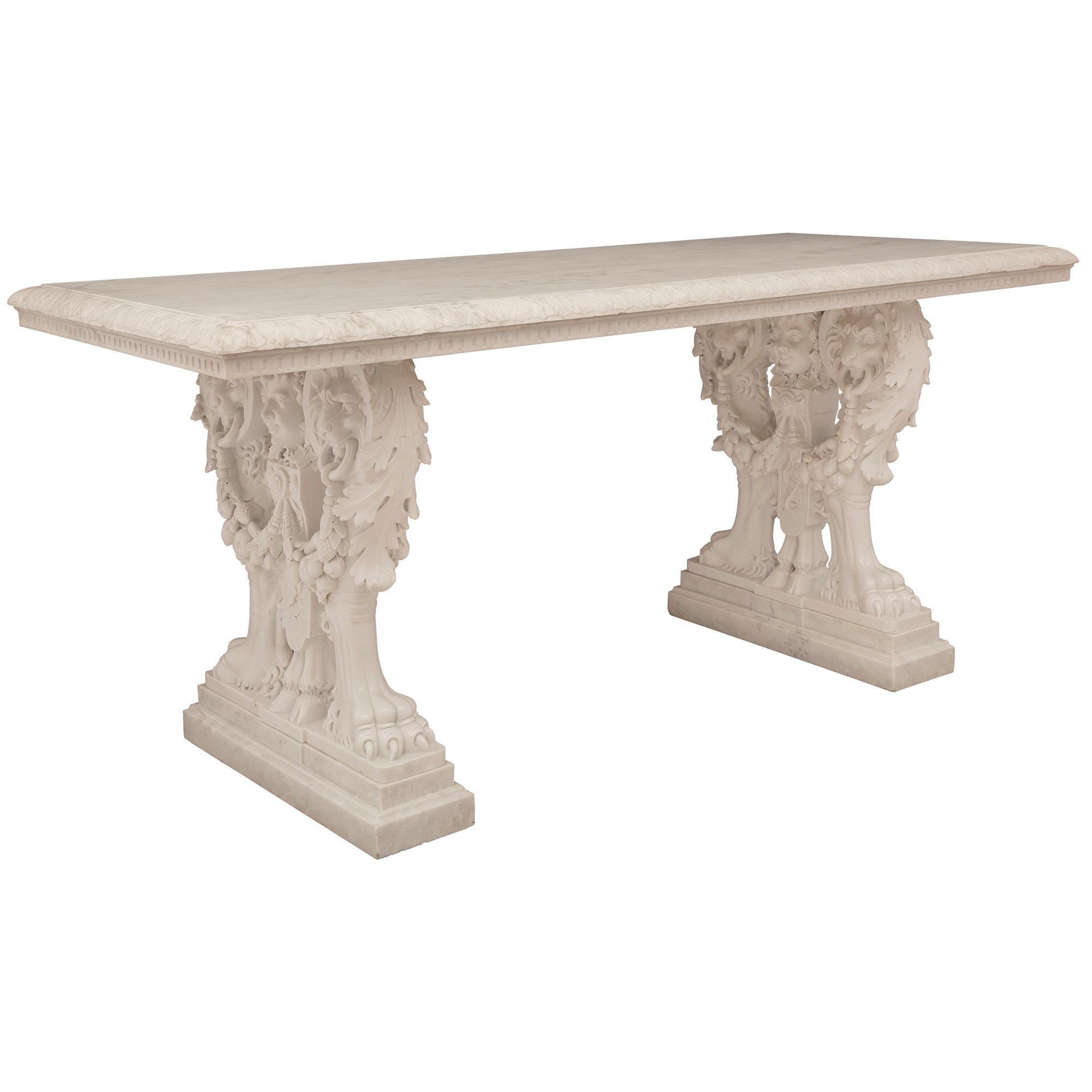 white marble center table