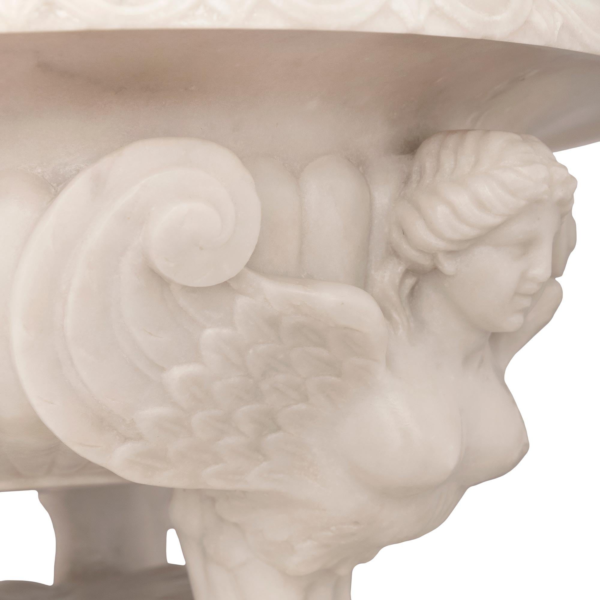 Italian 19th Century Neo-Classical St. White Carrara Marble Centerpiece Bowl For Sale 1