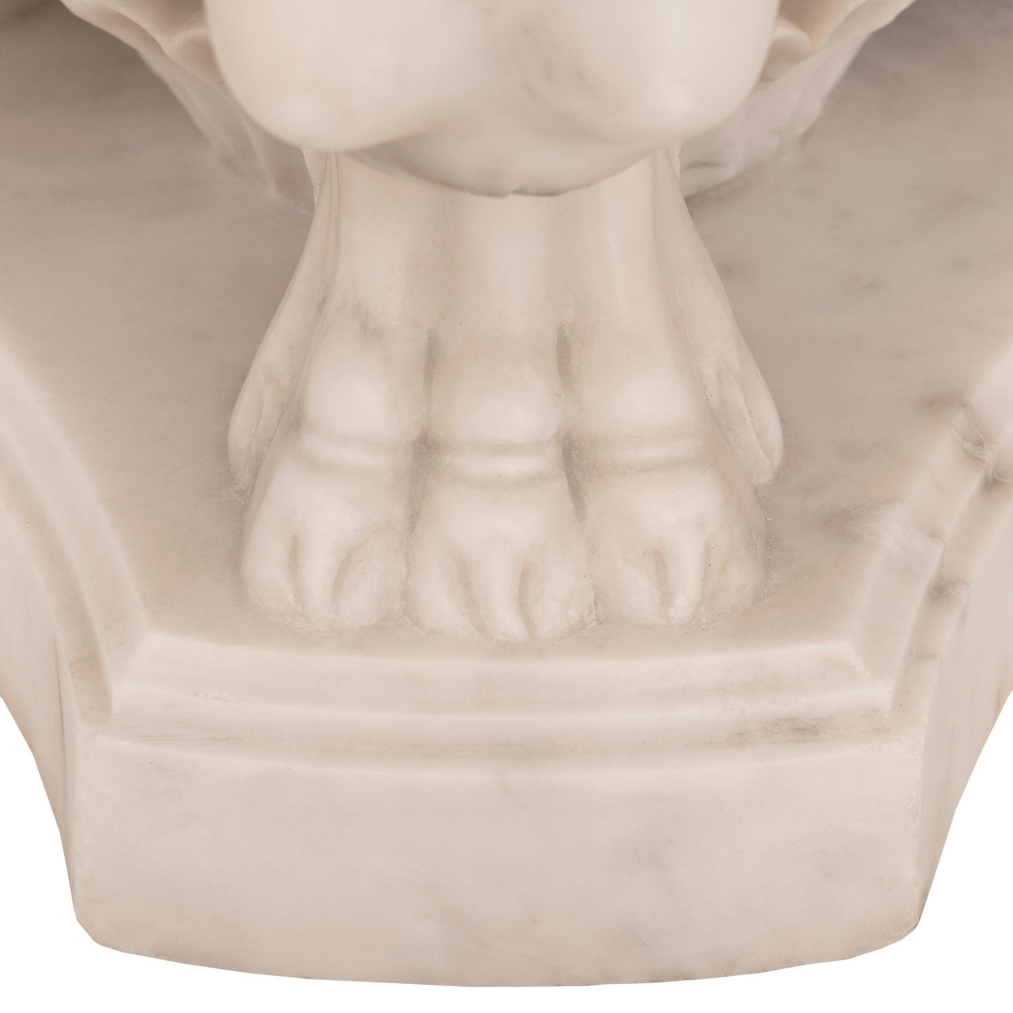 Italian 19th Century Neo-Classical St. White Carrara Marble Centerpiece Bowl For Sale 3