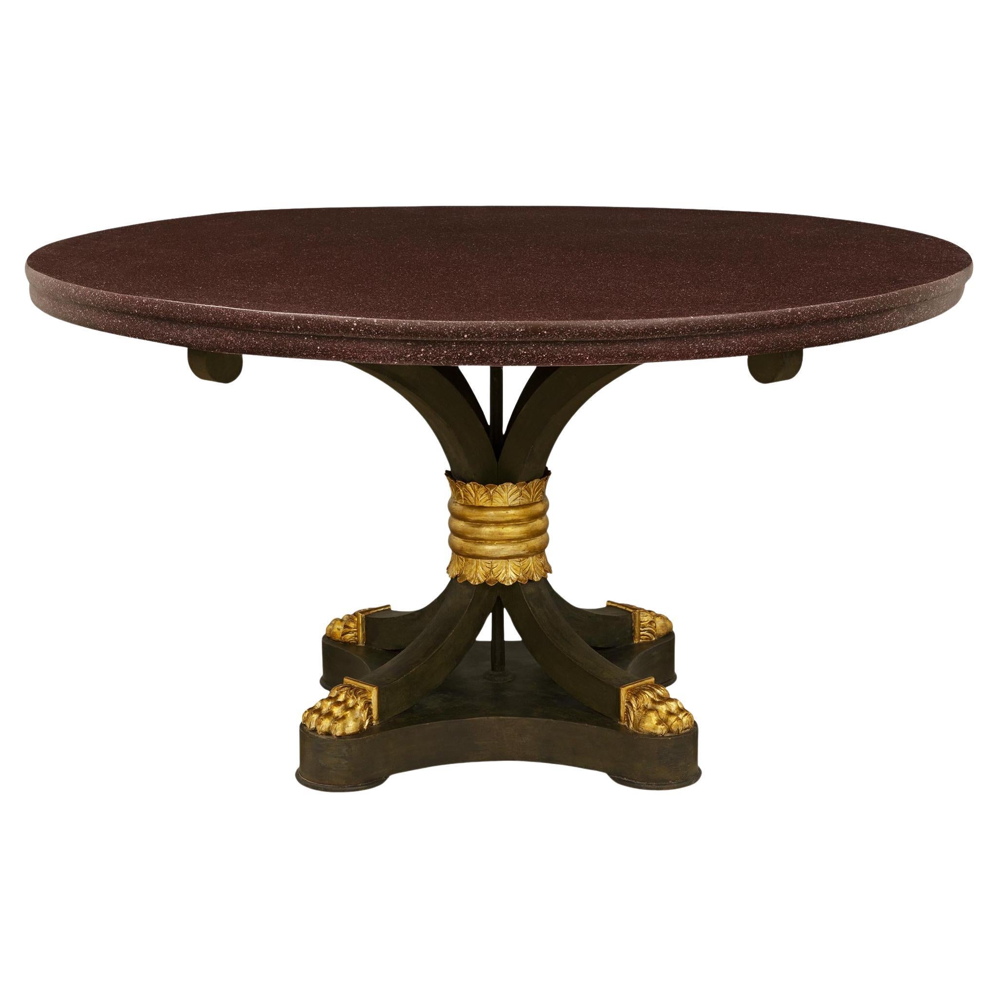 Italian 19th century Neo-Classical st. Wood, Mecca and faux marble center table
