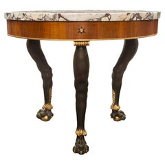 Italian 19th Century Neo Classical Walnut, Giltwood and Marble Center Table