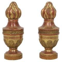 Antique Italian 19th Century Neoclassical Carved Giltwood Finial Ornaments