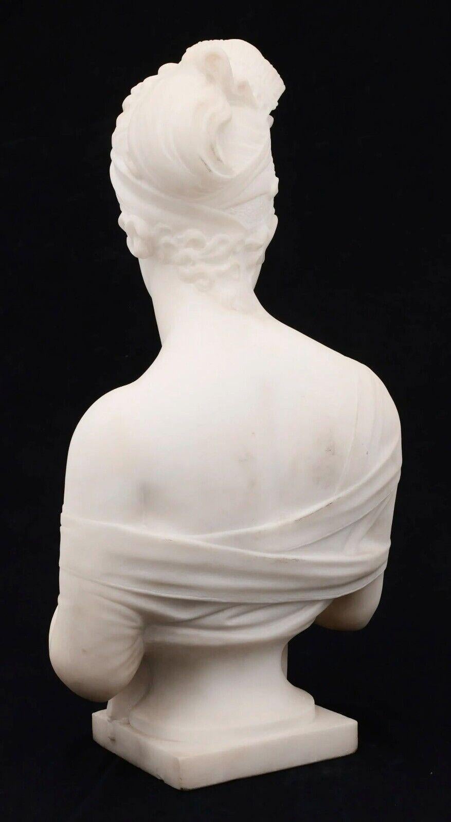 Italian 19th Century Neoclassical Carved Marble Bust of Madame De Recamie 4