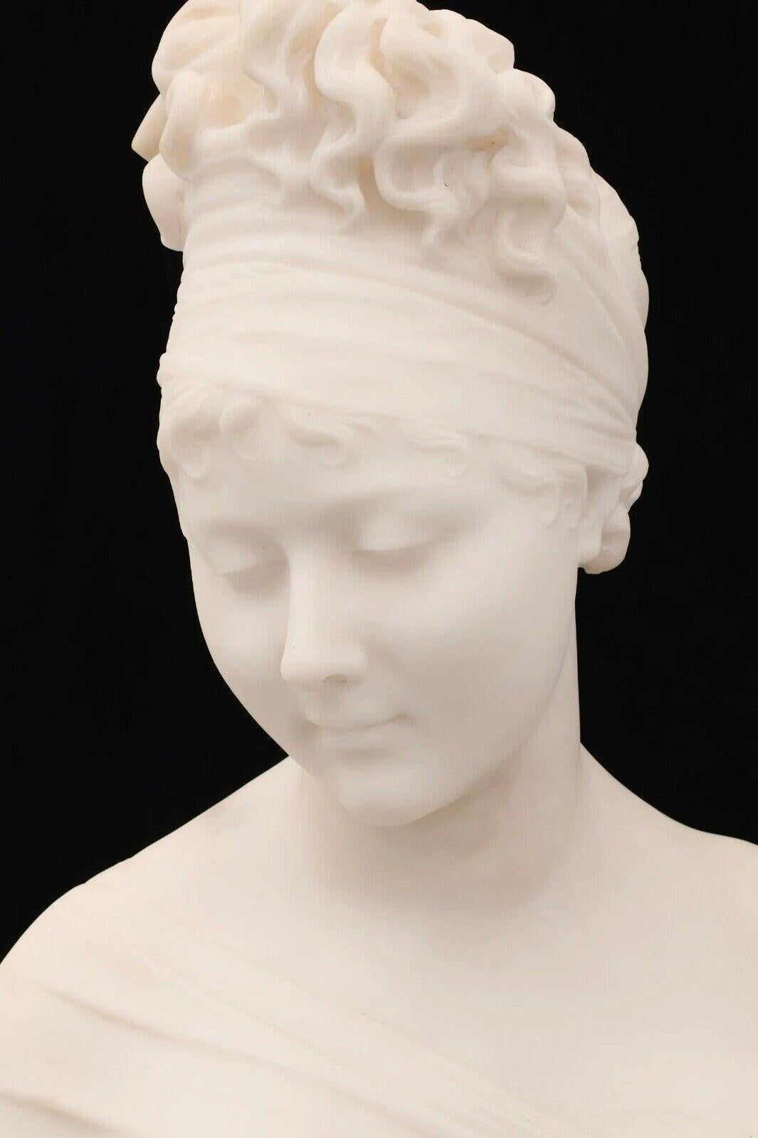 Italian 19th Century Neoclassical Carved Marble Bust of Madame De Recamie 5