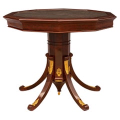 Italian 19th Century Neoclassical Empire Style Mahogany and Ormolu Center Table