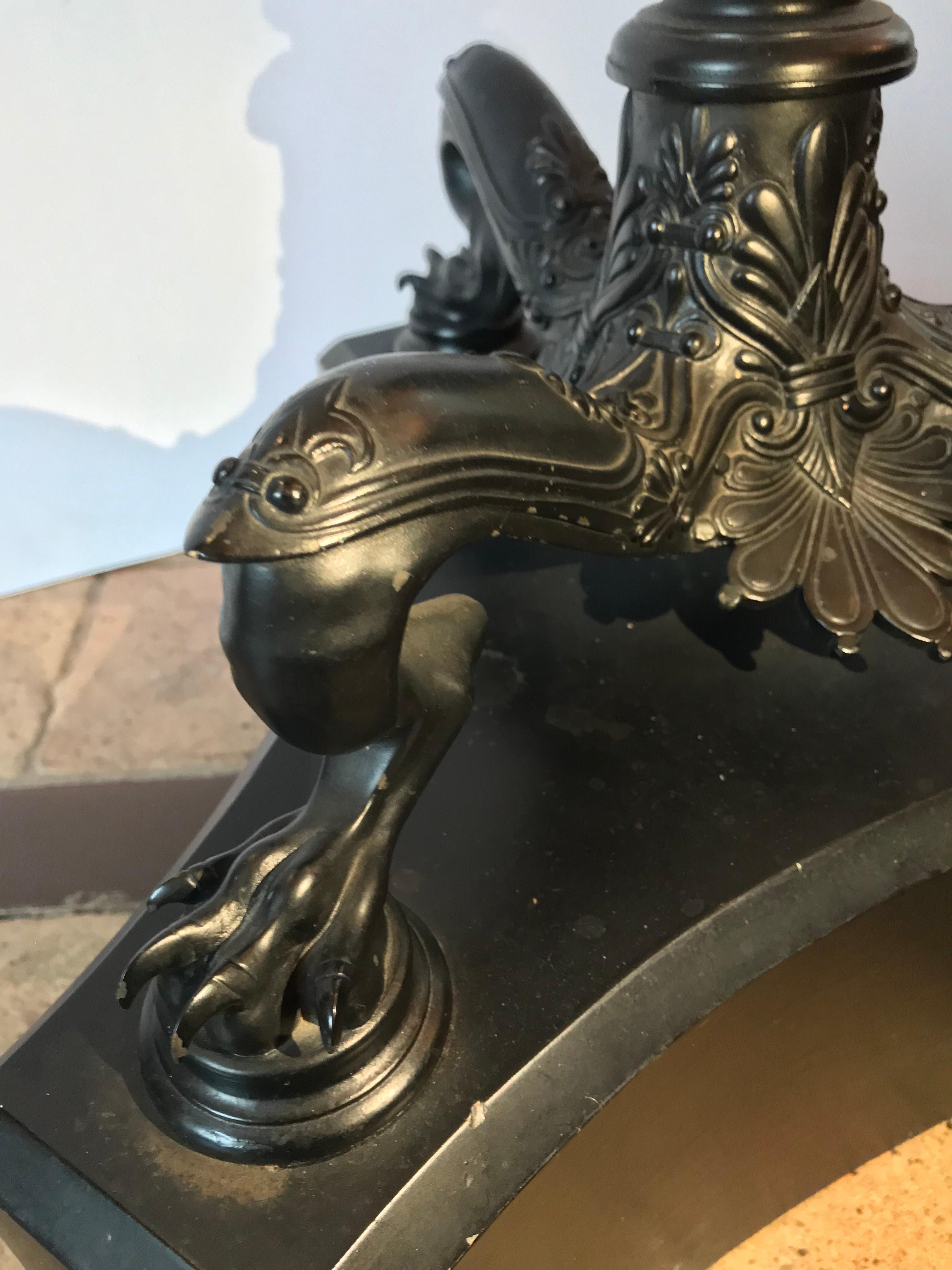 Italian 19th C. Neoclassical Side corner Floor Torch Lamp Pompeian S Ceiling Light LA CA For Sale