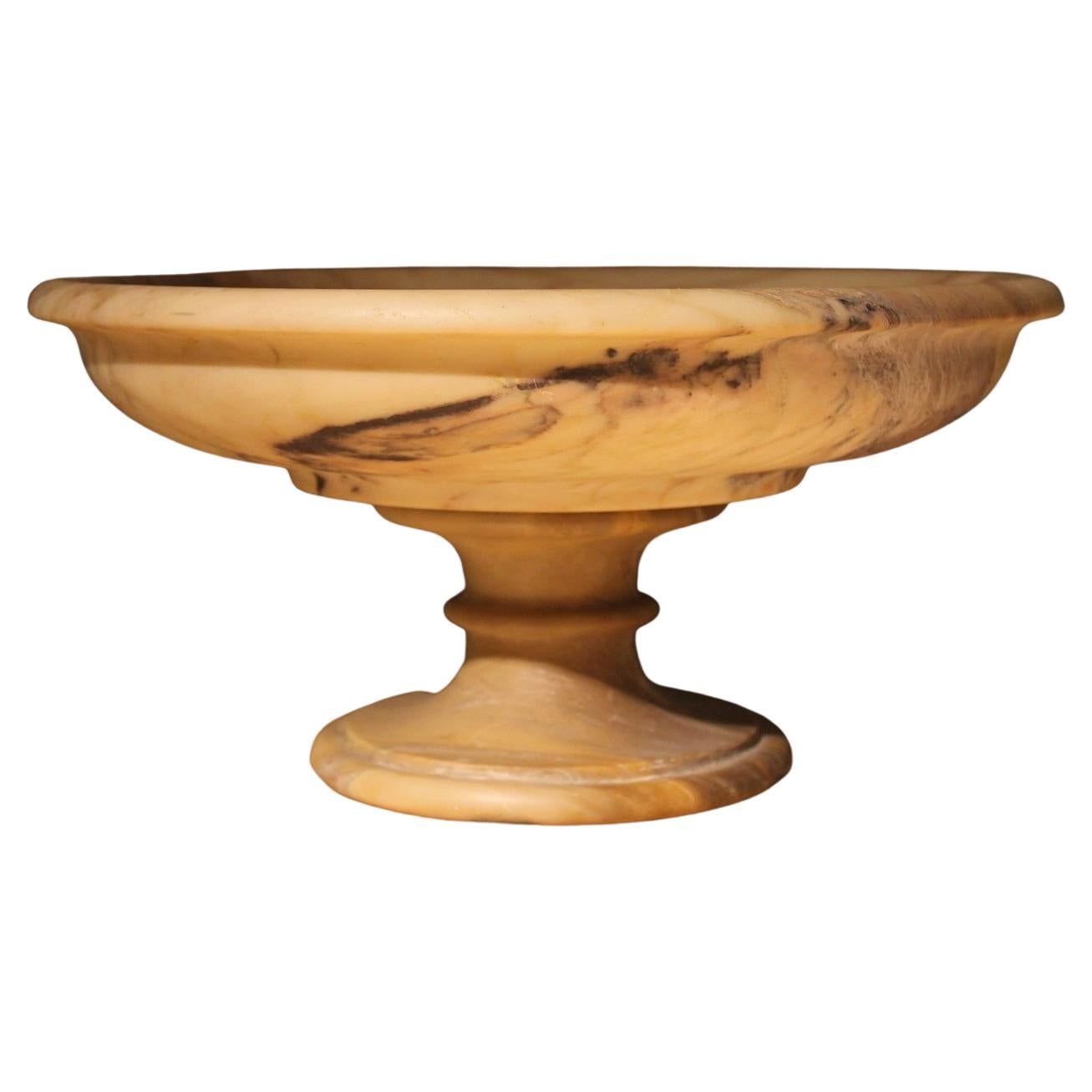 Italian 19th Century Neoclassical Marble Bowl on Pedestal or Tazza Centerpiece 