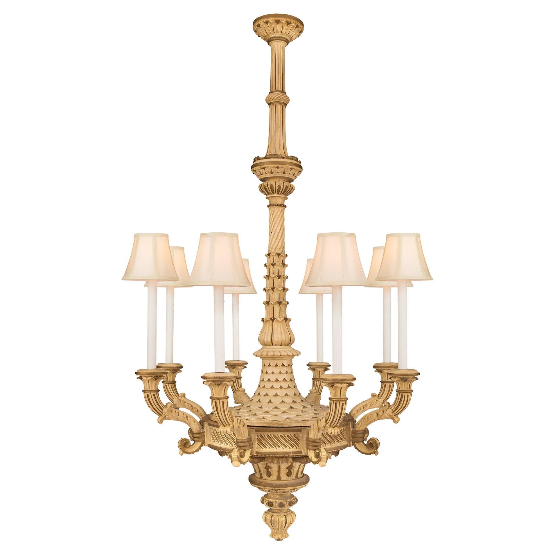 Italian 19th Century Neoclassical Patinated Eight-Arm Chandelier