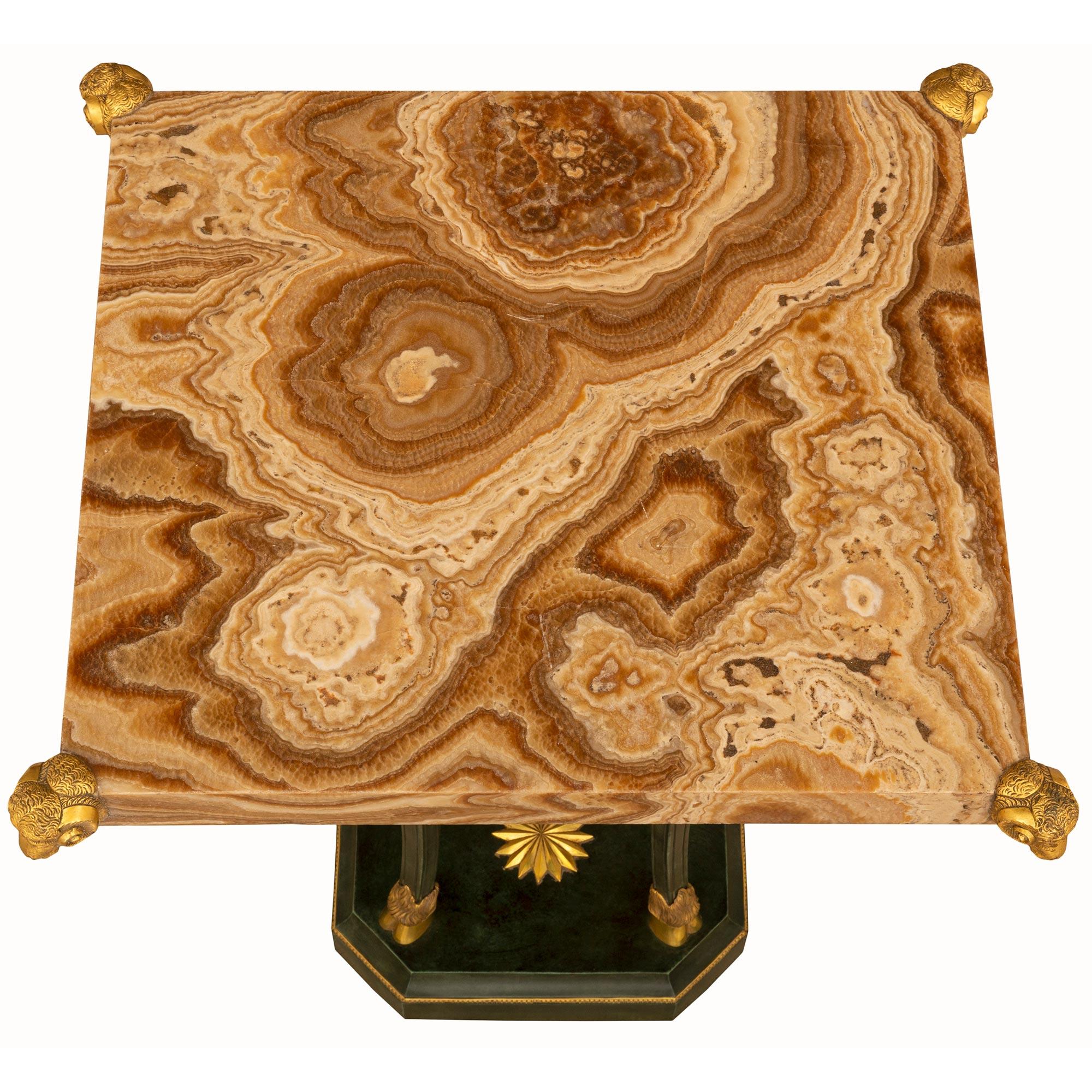 Italian 19th Century Neoclassical St. Bronze, Ormolu, and Marble Side Table For Sale 6