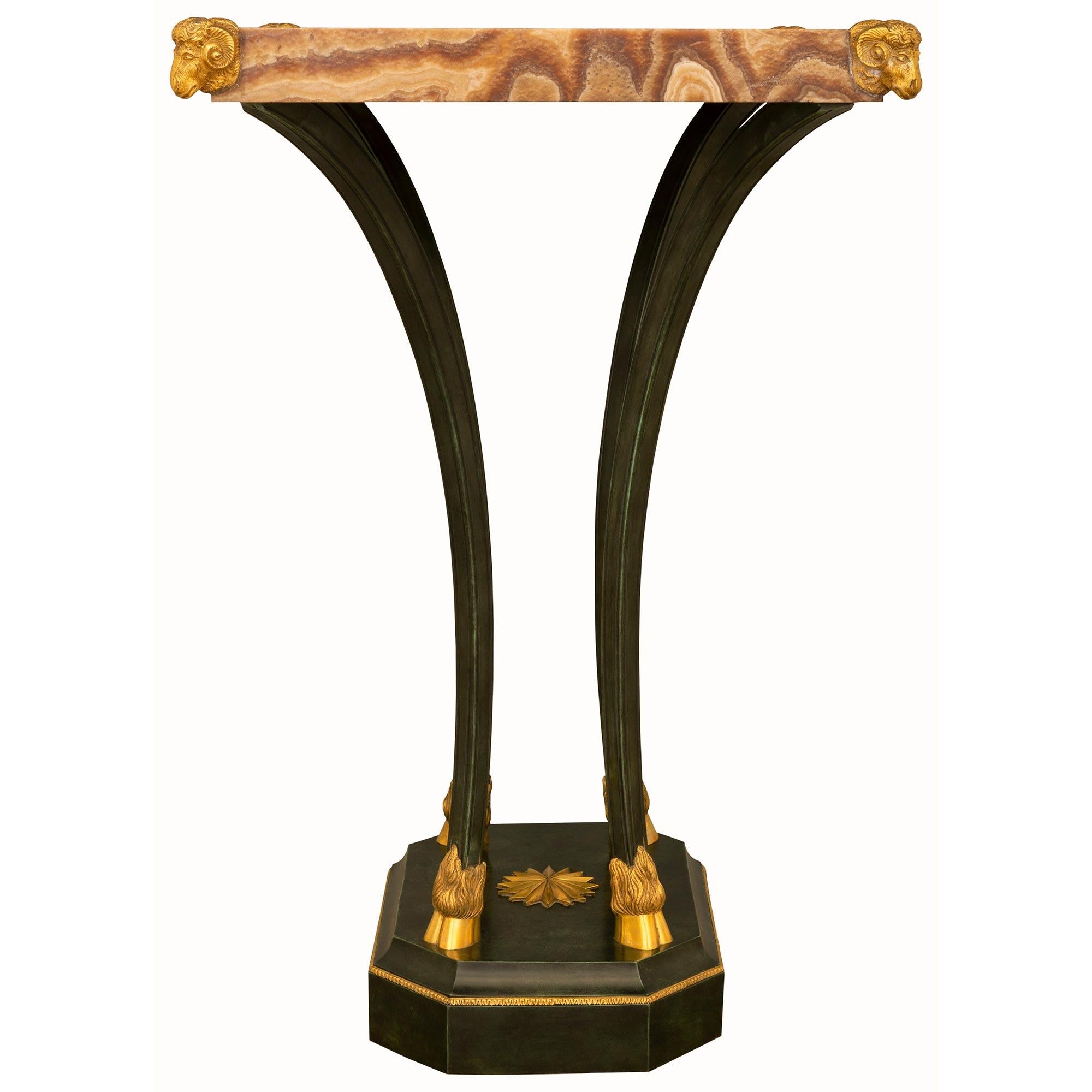 Italian 19th Century Neoclassical St. Bronze, Ormolu, and Marble Side Table In Good Condition For Sale In West Palm Beach, FL