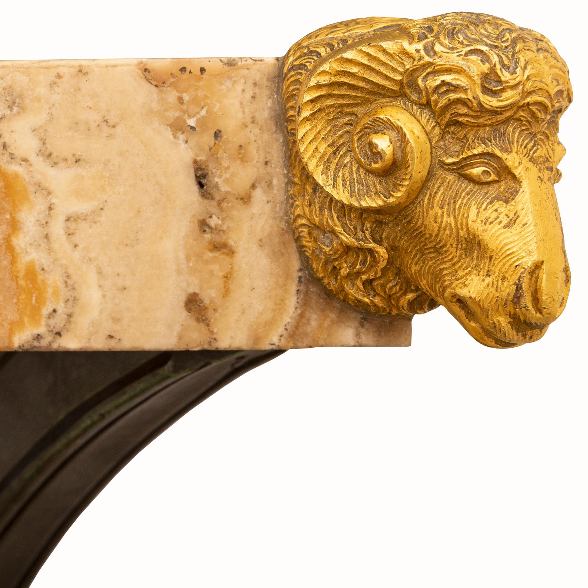 Italian 19th Century Neoclassical St. Bronze, Ormolu, and Marble Side Table For Sale 1