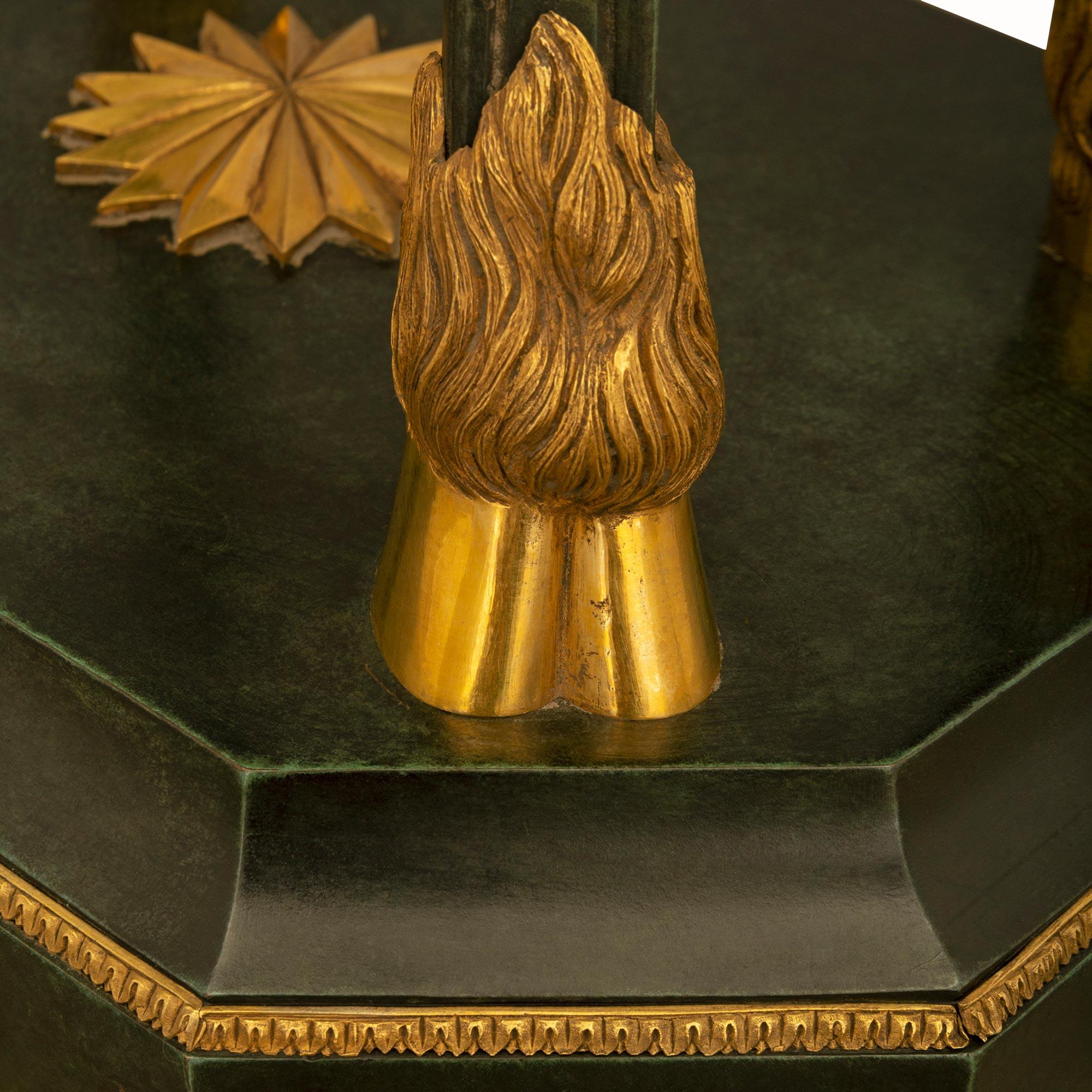 Italian 19th Century Neoclassical St. Bronze, Ormolu, and Marble Side Table For Sale 5