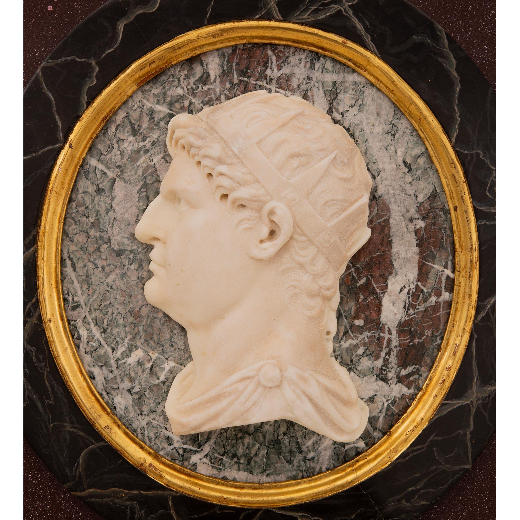 Italian 19th Century Neoclassical St. Decorative Wall Plaque of a Roman Emperor In Good Condition For Sale In West Palm Beach, FL