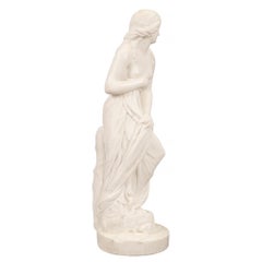 Italian 19th Century Neoclassical St. Marble Statue Of “La Baigneuse”