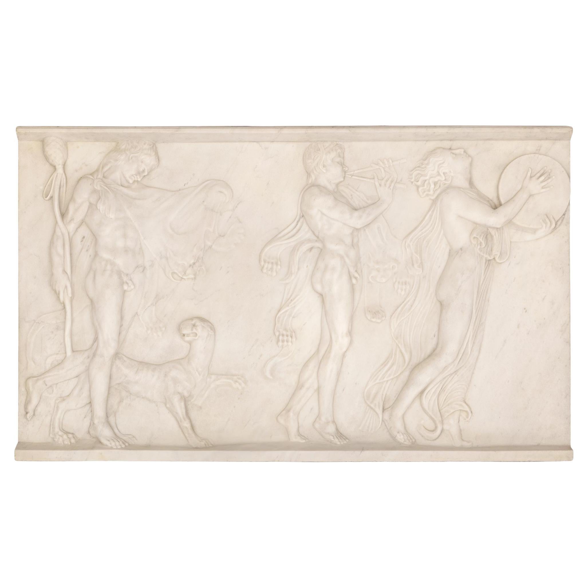 Italian 19th Century Neoclassical St. Marble Wall Decor Relief Plaque