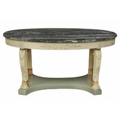 Italian 19th Century Neoclassical St. Patinated and Marble Oval Center Table