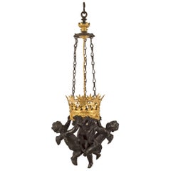 Italian 19th Century Neoclassical St. Patinated Bronze and Ormolu Lantern