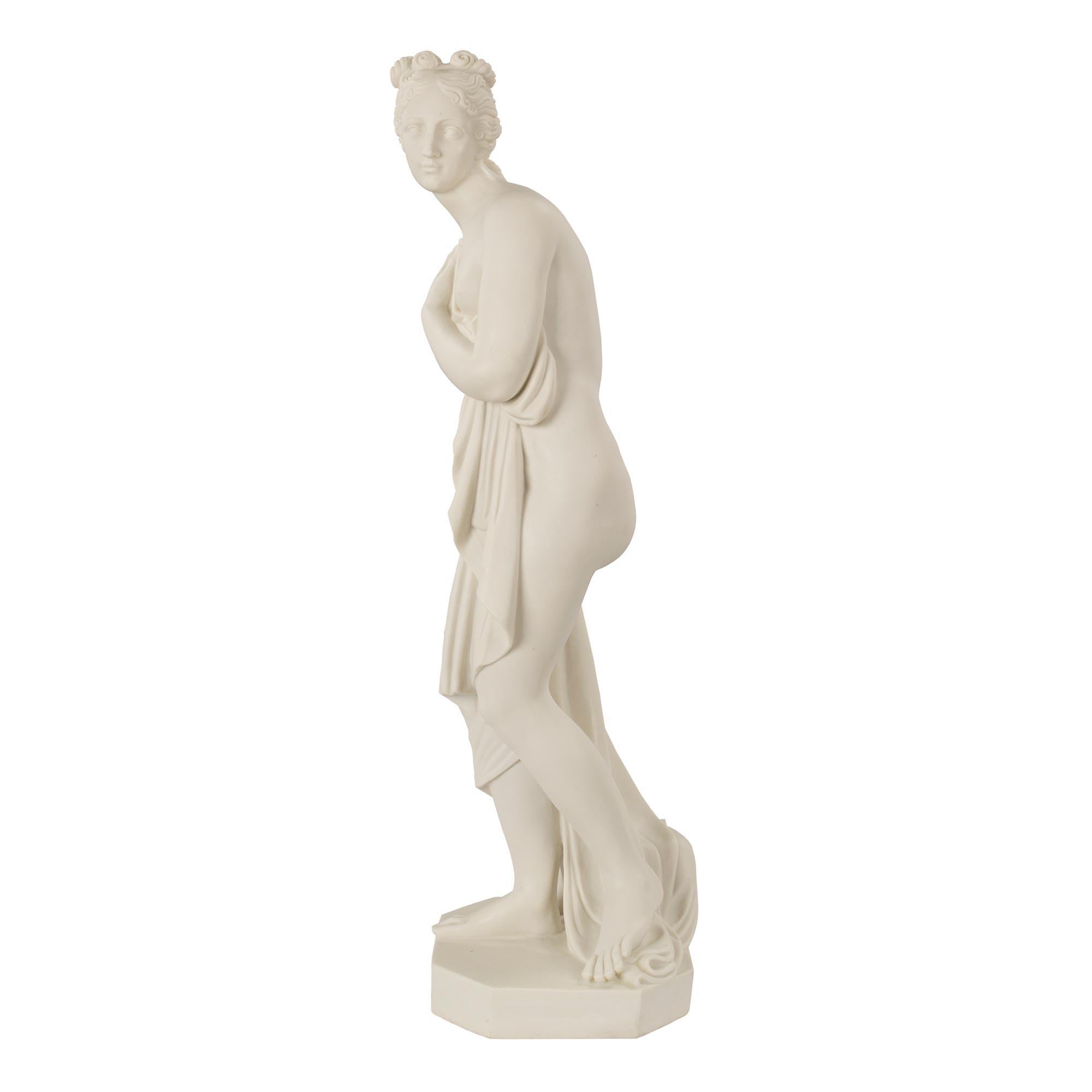 Porcelain Italian 19th Century Neoclassical Style Biscuit de Sèvres Statue of Venus For Sale