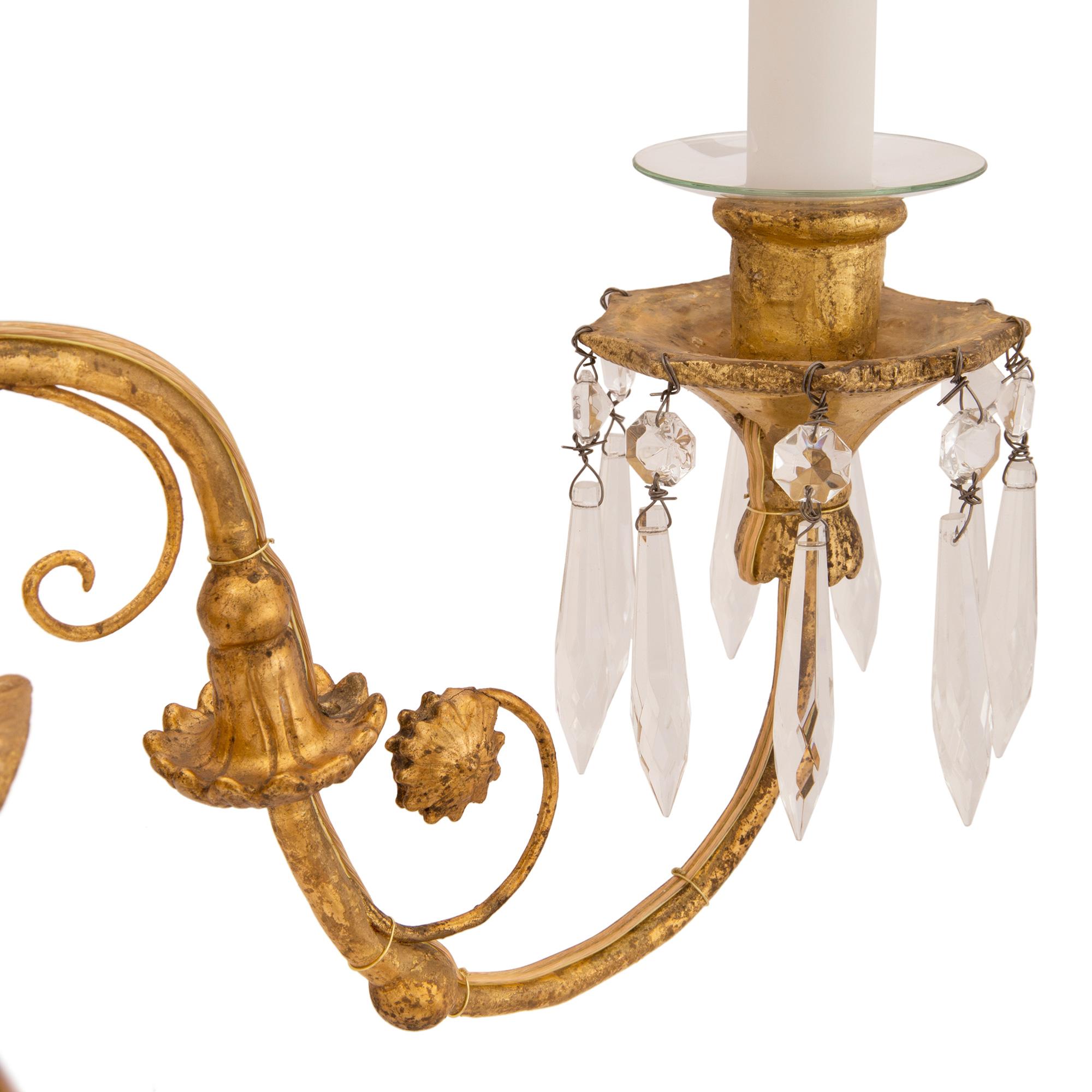 Italian 19th Century Neoclassical Style Giltwood and Ormolu Chandelier For Sale 2