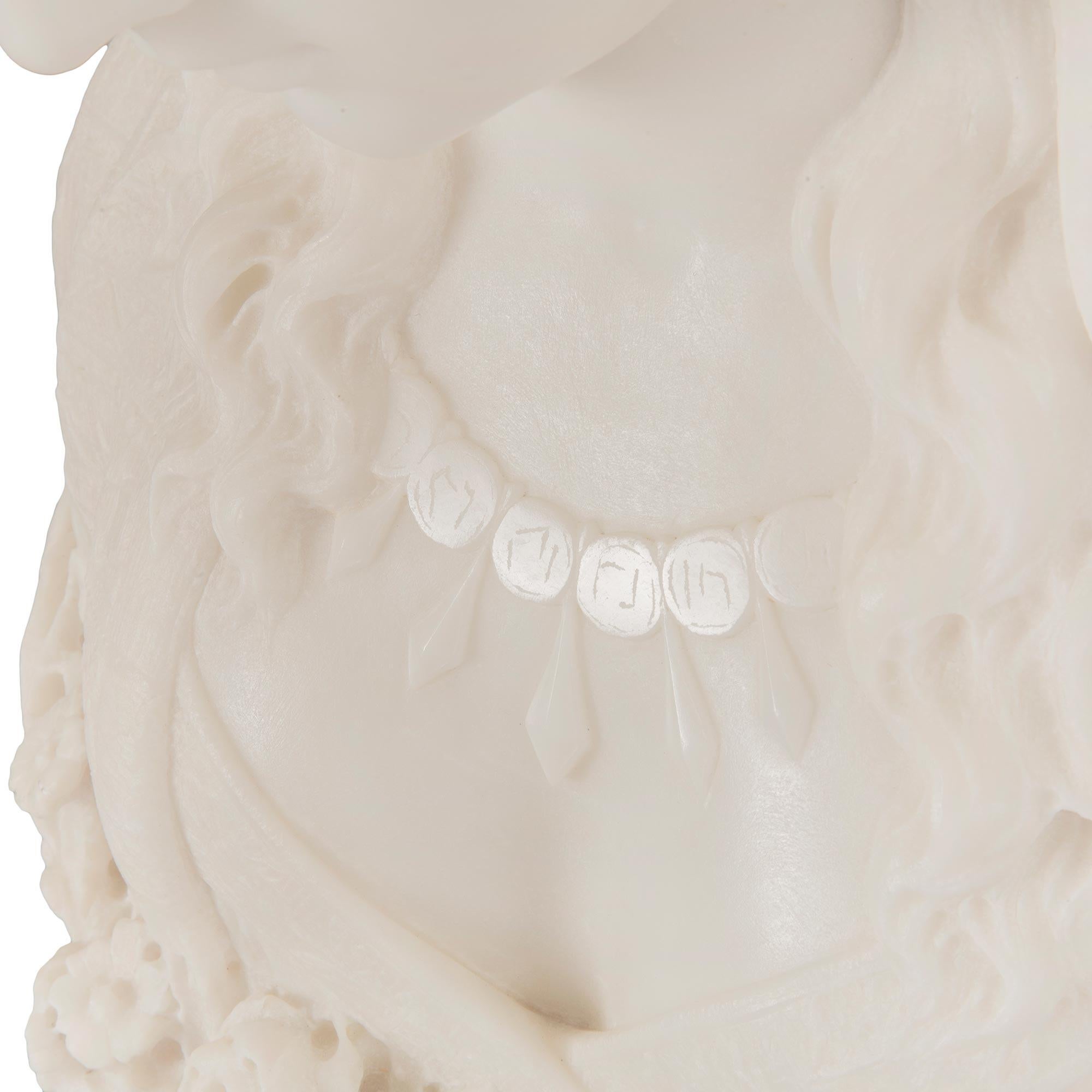 Italian 19th Century Neoclassical Style Marble Bust Named La Sulamitide For Sale 9