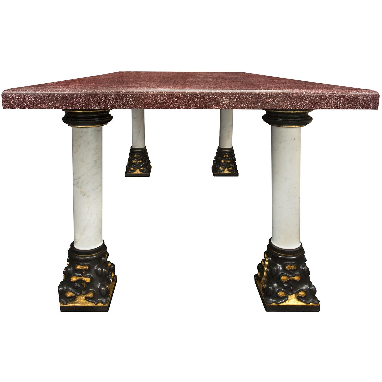 Table centrale et table à manger italienne de style néoclassique du 19ème siècle en marbre Bon état - En vente à West Palm Beach, FL