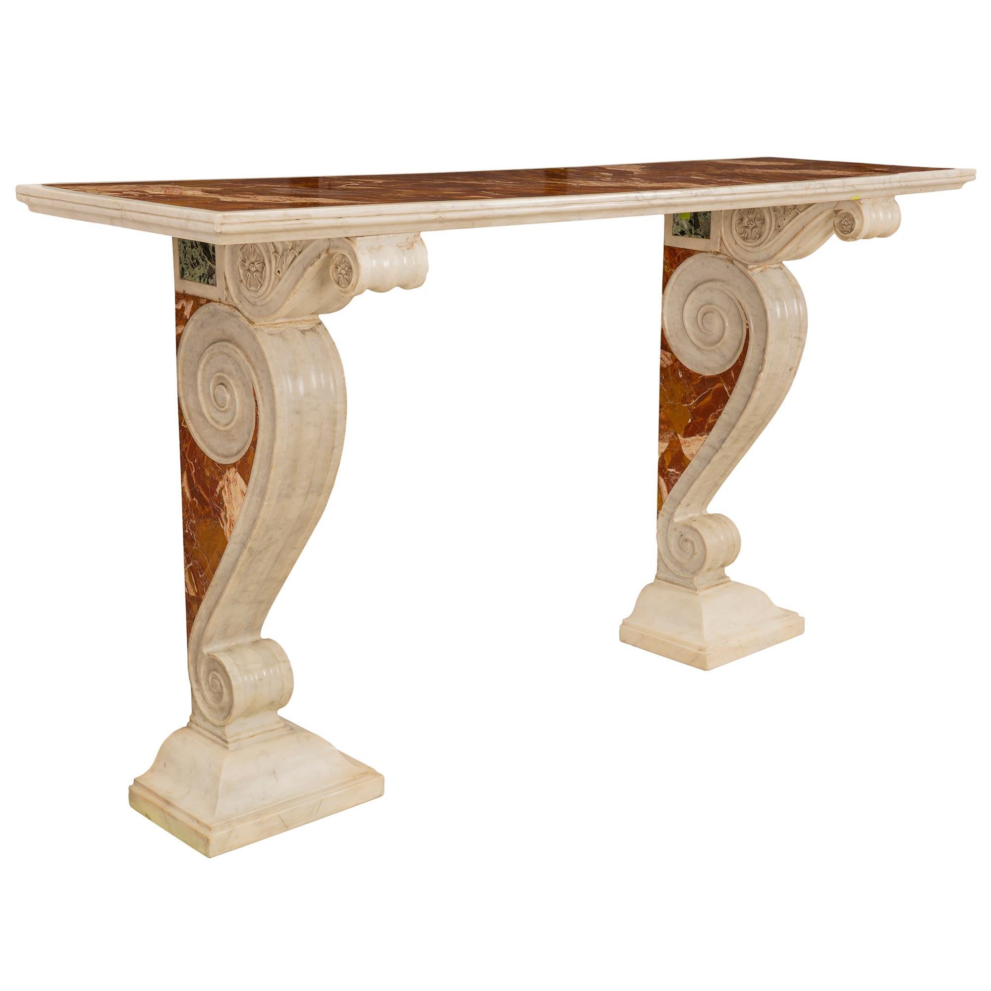 Italian 19th Century Neoclassical Style Marble Freestanding Console In Good Condition For Sale In West Palm Beach, FL