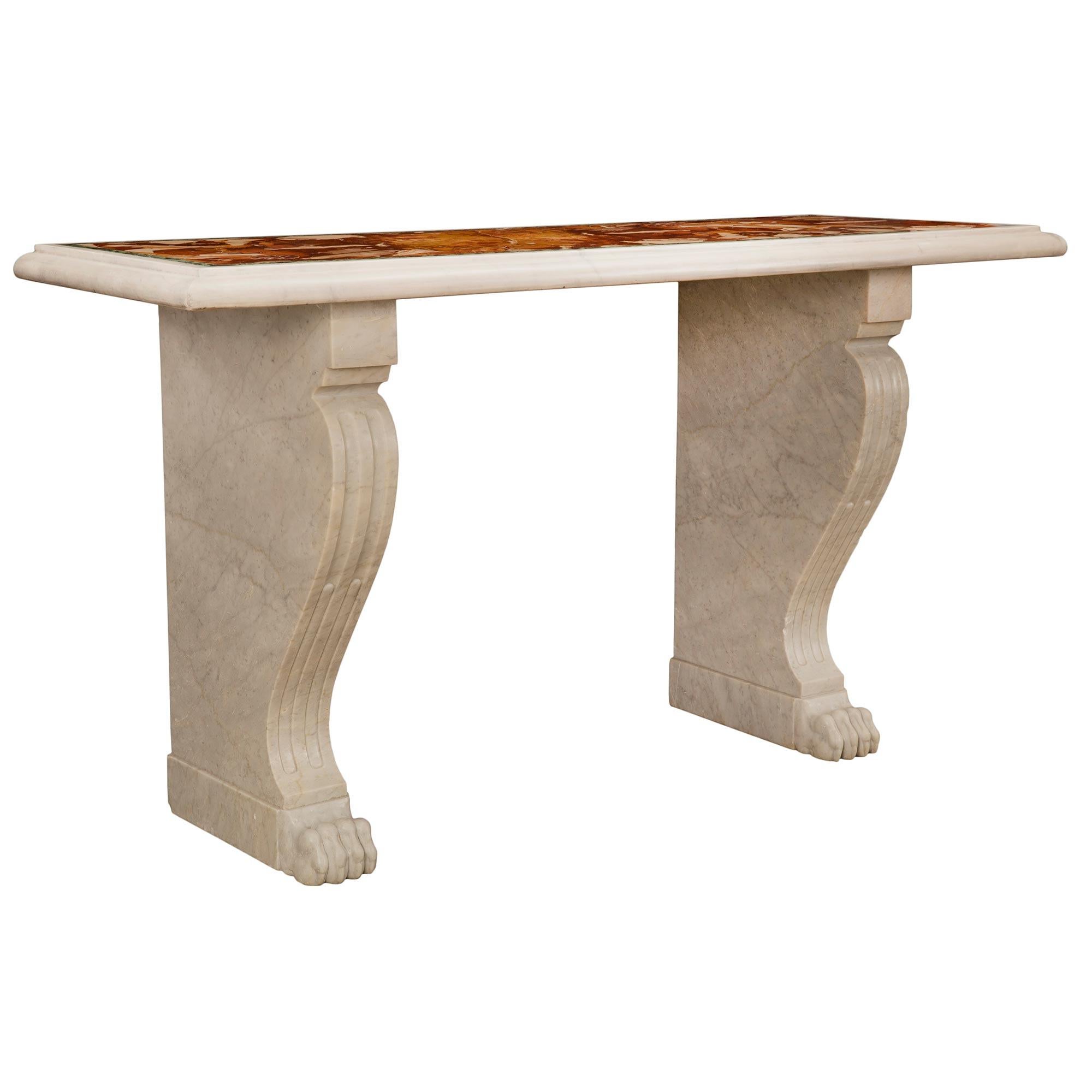Italian 19th Century Neoclassical Style Marble Freestanding Console For Sale 1