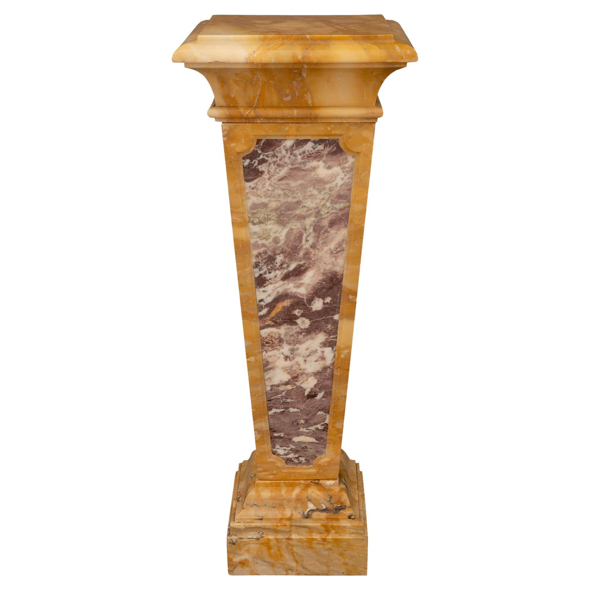 Italian 19th Century Neoclassical Style Marble Pedestal Column For Sale