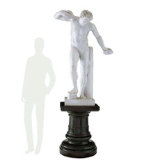 Italian 19th Century Neoclassical Style Marble Statue of a Faun with Cymbals