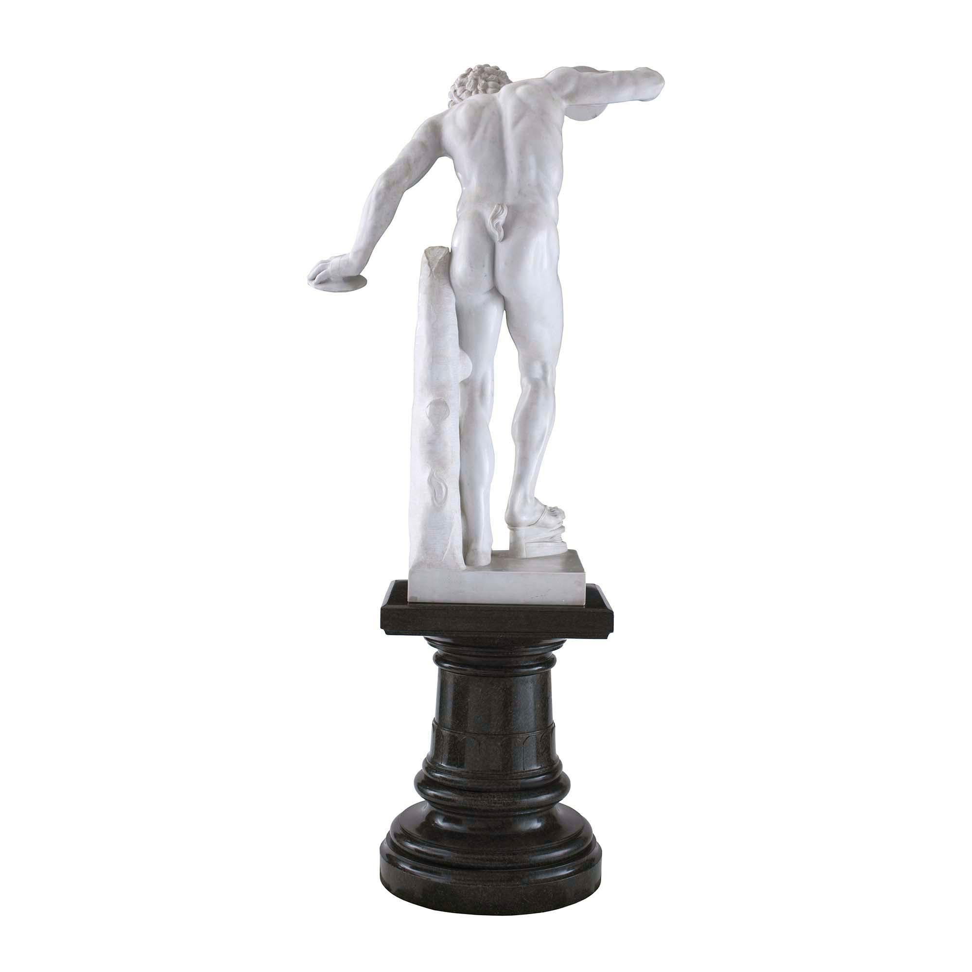 Italian 19th Century Neoclassical Style Marble Statue of a Faun with Cymbals In Good Condition For Sale In West Palm Beach, FL