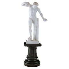 Italian 19th Century Neoclassical Style Marble Statue of a Faun with Cymbals