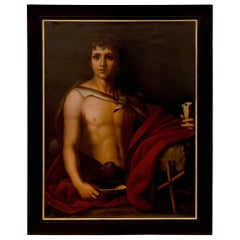 Italian 19th Century Neoclassical Style Oil on Canvas Painting of a Young Man