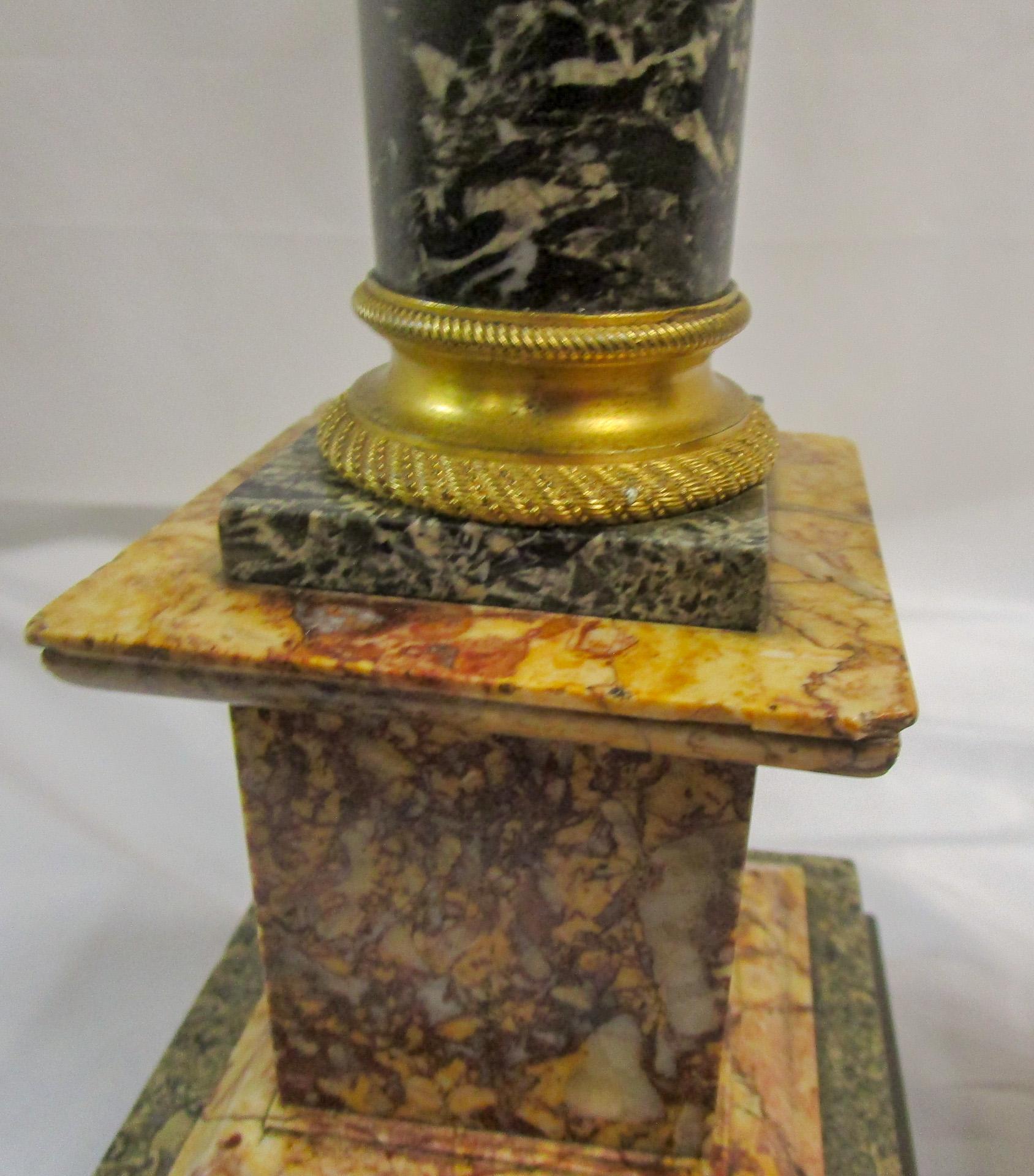 Italian 19th Century Neoclassical Style Ormolu and Marble Columns w/ Orb Finials For Sale 6