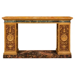 Console italienne de style néoclassique du 19ème siècle en bois peint et doré