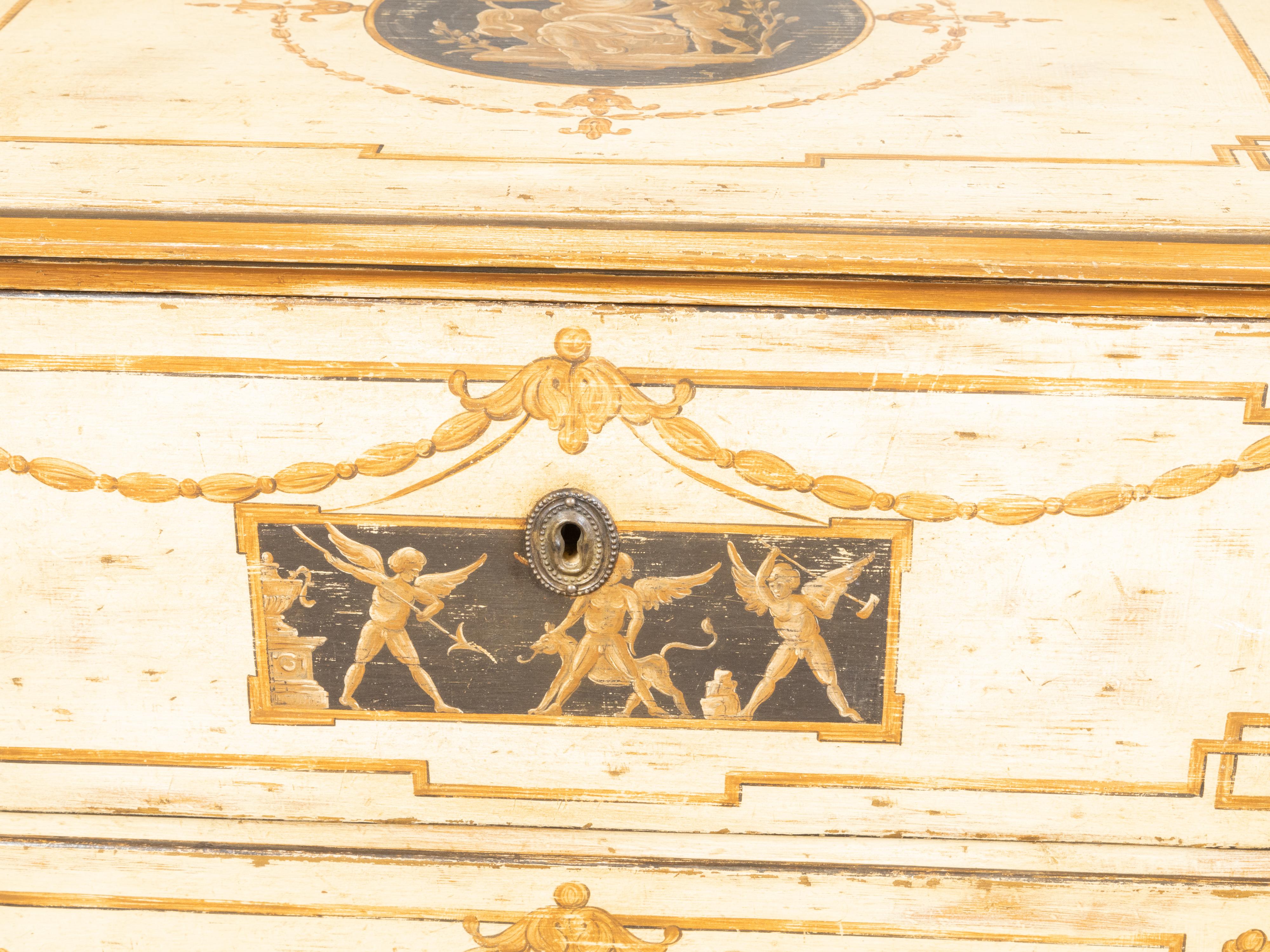Italian 19th Century Neoclassical Style Painted Commode with Mythological Scenes In Good Condition For Sale In Atlanta, GA