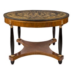 Italian 19th Century Neoclassical Style Walnut & Ebonized Fruitwood Center Table
