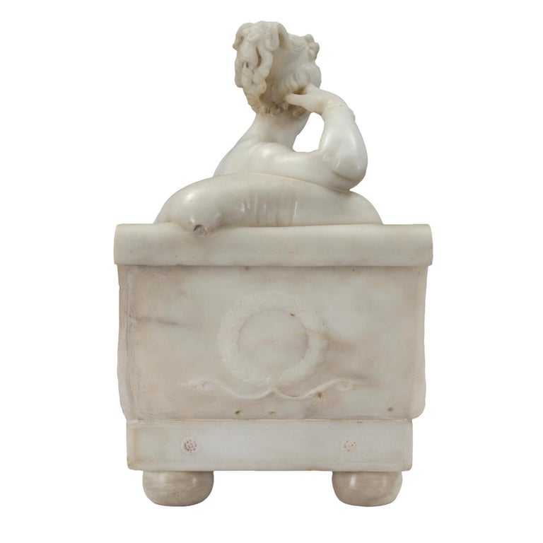 Italian 19th Century Neoclassical White Carrara Marble Sculpture In Good Condition For Sale In West Palm Beach, FL