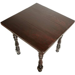 Italian 19th Century Occasional Umbertino Square Table All Solid Ebonized Pine