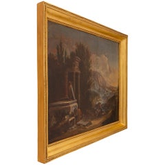 Italian 19th Century Oil on Canvas Painting in Its Original Giltwood Frame