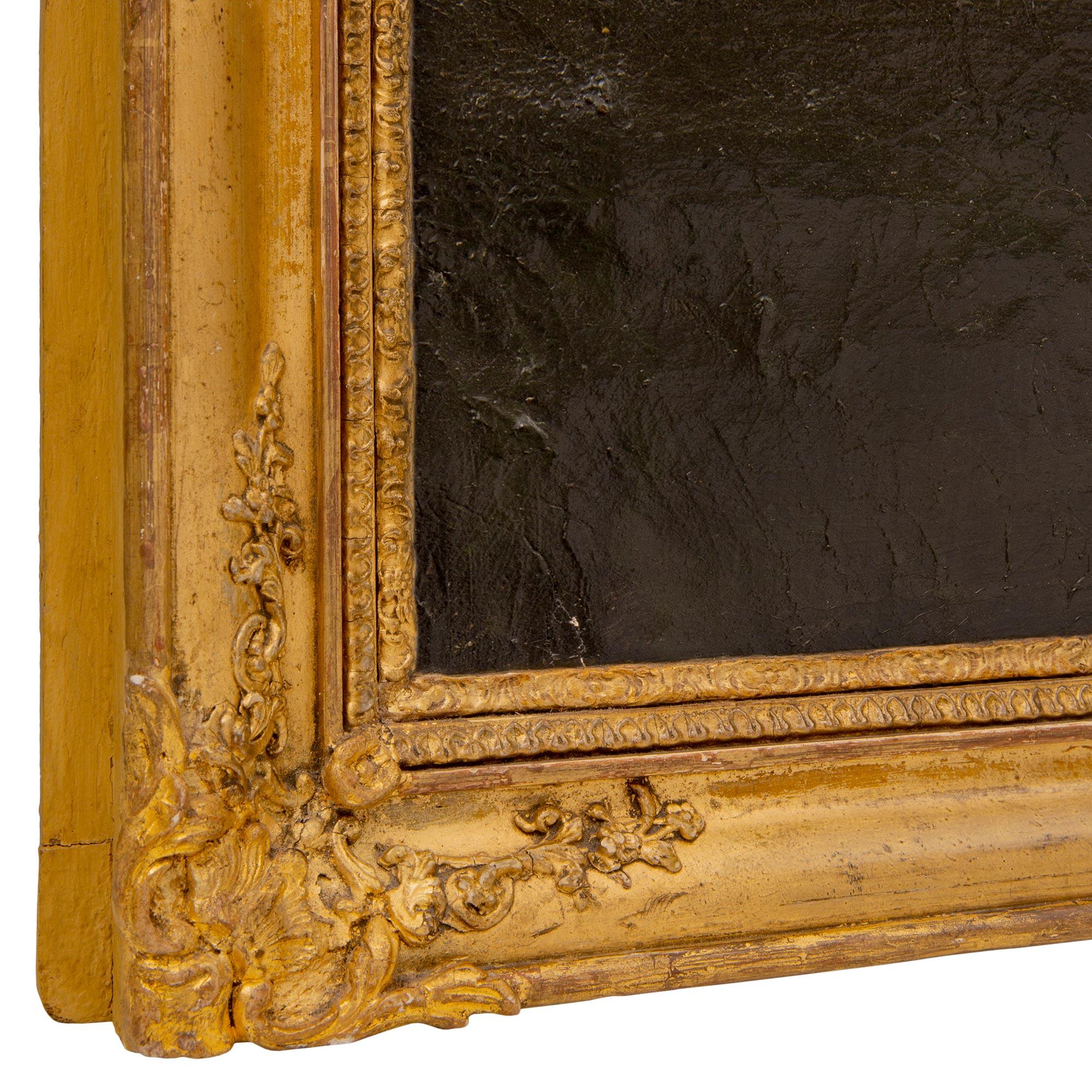 Italian 19th Century Oil on Canvas Painting in Its Original Giltwood Frame For Sale 3
