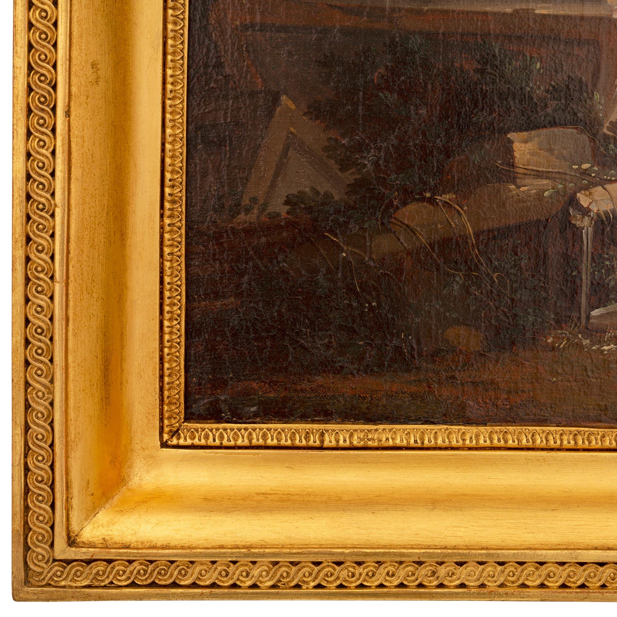 Italian 19th Century Oil on Canvas Painting in Its Original Giltwood Frame For Sale 4