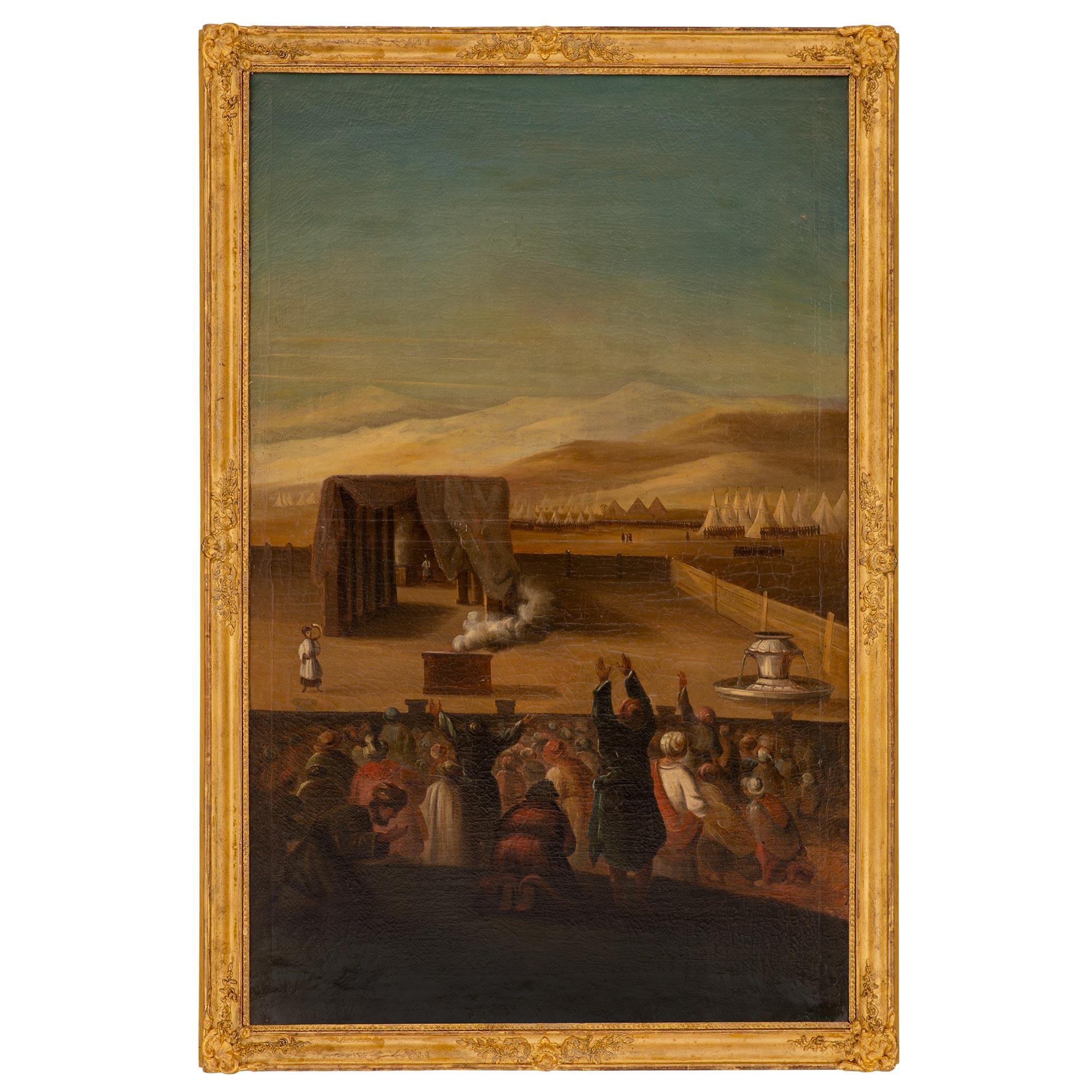 Italienisches Gemälde, Öl auf Leinwand, 19. Jahrhundert, im Originalrahmen aus vergoldetem Holz